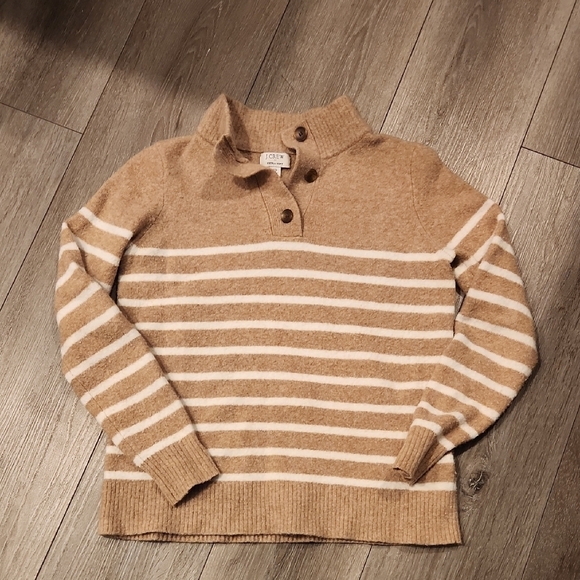 J. Crew Sweaters - J Crew Cozy Striped Tan Sweater